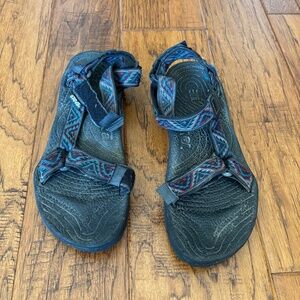 TEVA Hiking Sport Sandals Mens 11 Black Blue Aztec